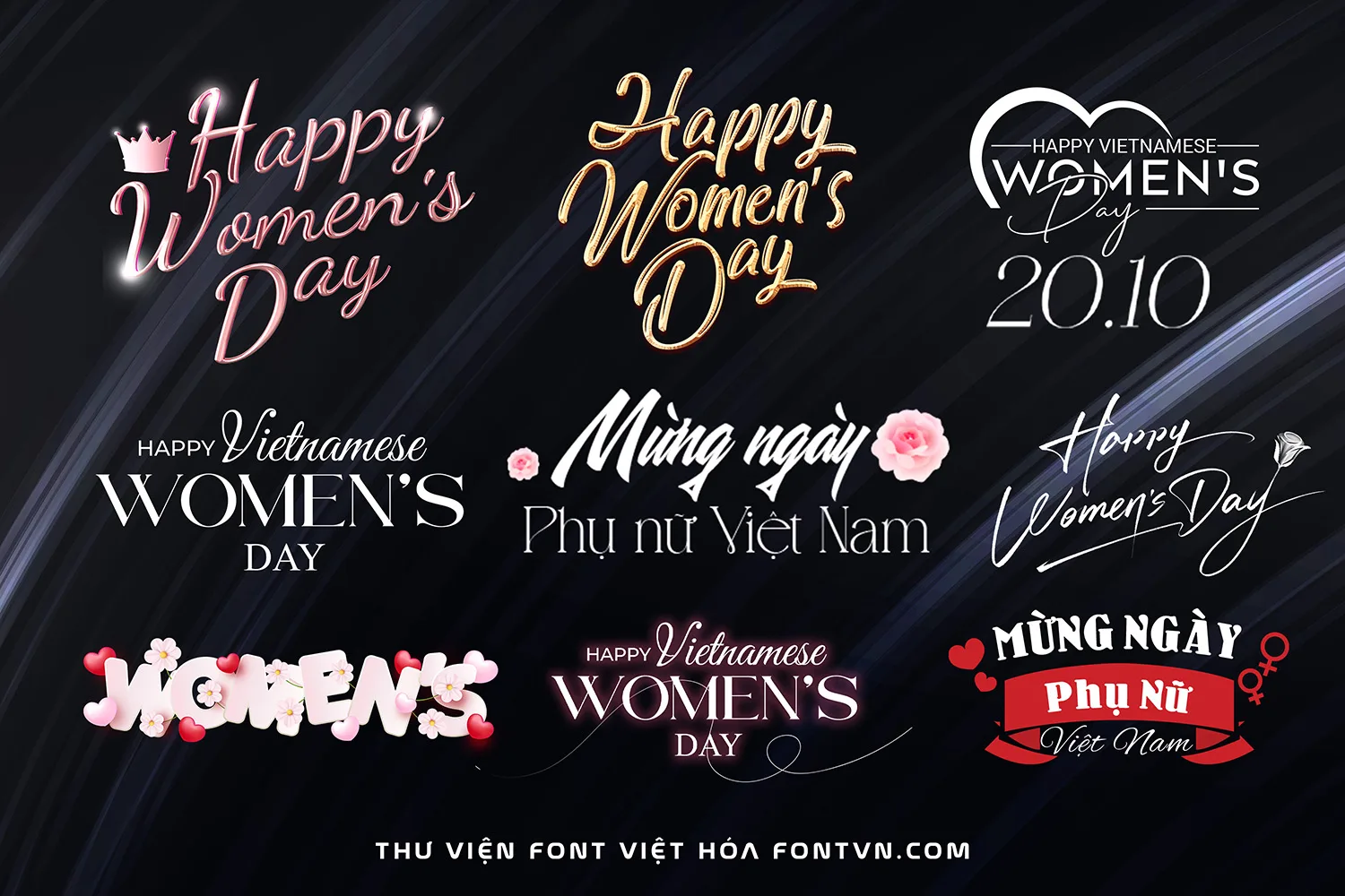 womens Typography ngày Phụ nữ Việt Nam 20-10 miễn phí - Ảnh 1